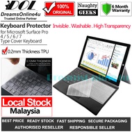 Naughty GEEKS Ultra Thin TPU Washable Keyboard Cover Protector for Microsoft Surface Pro 4 5 6 7 Sig