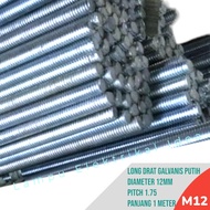 AS ROD ULIR LONGDRAT M12 GALVANIS | LONG DRAT 12MM X 1 MTR | ASDRAT M12 | Baut galvanis diameter 1