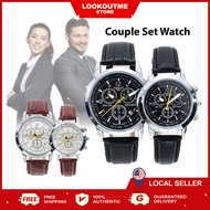 Couple Watch Set Jam Tangan Couple Business Watch 情侣手表 Analogue Watch Leather Watch Waterproof Watch Men Women Watch