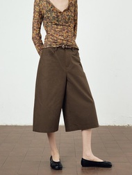 法式復古 / 闊腿七分休閒褲 / 竹節棉