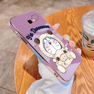 For Samsung Galaxy J4 Plus 2018 J6 Plus 2018 J7 Pro J7 Prime J2 Prime Soft Cover Cute Cartoon Doraemon Cat Sheep Square Edge Casing Luxury Plating TPU Phone Case