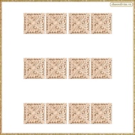 [K O G X] 12 Pack Wood Carved Applique Onlay Square Carving Decal Unpainted Flower Door Cabinet Furn
