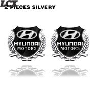 LCX 2pcs 3D Metal Car Side Window Sticker Emblem Badge Decals for Hyundai Matrix Getz Accent I10 Sta