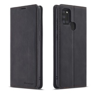 XICCI for Samsung A21S/Samsung Galaxy A21S Case Cover High Quality Plain Wallet Magnetic Flip Leathe