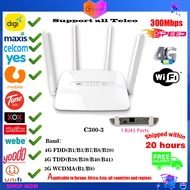 [Modified]4G Wifi Router With Sim Card Slot Modem Wifi Unlimited Data Hotspot WIFI CPE 4G LTE Modem Router Home Hotspot Antenna for Malaysia