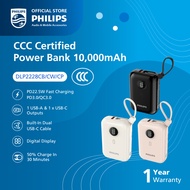 Philips 10000mAh Powerbank [CCC], 22.5W Fast Charge Built-in USB Type C Cable Travel Easy (DLP2228)
