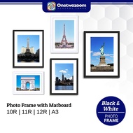 Large Photo Frame | Matboard Picture Frame | A3 / 10R / 11R / 12R Black & White Frame