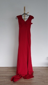 鮮紅色 長裙 拖地裙 晚裝 攝影 dress red