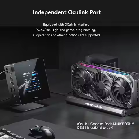 AtomMan Gaming Mini PC X7 Ti Intel Ultra 9-185H 4 inch Screen 2*USB4 2*5G RJ45 Camera Windows 11 PC 