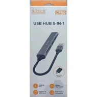 MTECH CR50 USB3.0 HUB 5 IN 1 USB3.0 PORT SUPPORT TF & SD CARD TYPE-C OTG INCLUDES