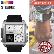 SKMEI Jam Tangan Pria Anti Air LED Digital Analog Dual Time Kotak Besar Tali Karet Silikon Men Watch