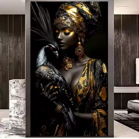 Beautiful black african woman Peacock diy Diamond Painting Kits for Adults,New 2026 Diamond Art For 
