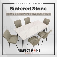 FREE INSTALL Sintered Stone Dining Table Set Meja Makan 6 Kerusi Nordic Dining Chair Meja Batu Marble Dining Table Ikea