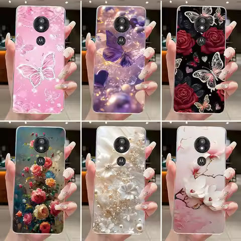 For Motorola Moto E5 Play E5 Plus Case Clear Luxury Butterfly Fashion Flowers Soft TPU Cover for Mot