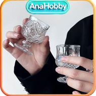 Korean Style Engraved Glass Goblet Retro Mini Wine Glass for Soju Sake & Liquor