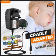 DC 12V 1000mA Plug Buaian Baby Cradle Elektrik Adaptor Adapter Wire 3 meter + - for Brands polo Popo