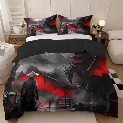 3pcs Dragon Slayer Warrior 3D Printed Bedding Set Comfortable Duvet Cover King Queen Twin Size Birth