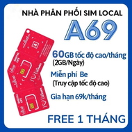Sim 4G Mobi Local A69 Miễn Phí data KHÔNG GIỚI HẠN Dùng Miễn Phí Tháng Đầu Phí Duy Trì 69k/tháng .