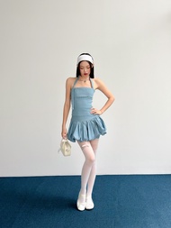 Chân Váy Ngắn Dáng Bí Vải Jean Xanh Thiết Kế Có Quần Bên Trong - HOO DESIGN