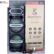 Avcrowns Karaoke CH-21201 12inchx2 Wireless Bluetooth Speaker / Rechargeabe / P.M.P.O 16000W / 2 Wireless Microphone