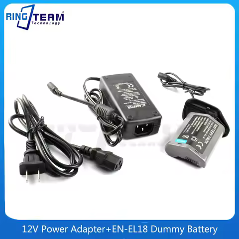 12V Power Adapter+EN-EL18 Dummy Battery ENEL18 DC Coupler for Nikon Camera D6 D5 D4 D4S