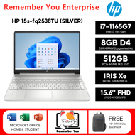 HP 15s-Fq2538TU 15.6" FHD Laptop Natural Silver ( I7-1165G7, 8GB, 512GB SSD, Intel, W11, HS )