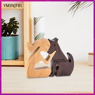 [yminjfbl] Man And Dog Wooden Statue, Wooden Man Dog Carving Ornaments, Wooden Man Dog Carving Model