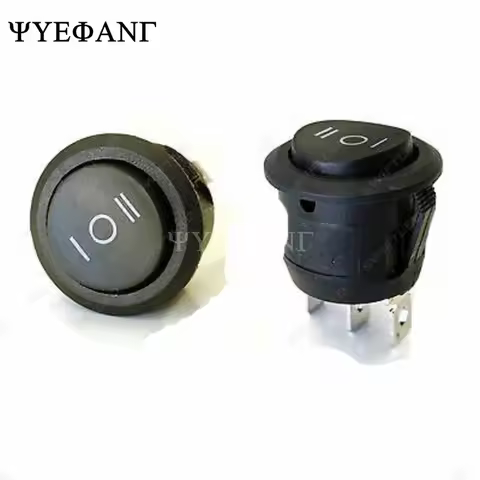 10Pcs 23mm Round Black 3 Pin 10A/125V 6A/250V AC 3 Position SPDT ON-OFF-ON Rocker Switch Snap-in