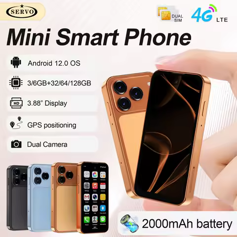 SERVO 4G LTE Mini Smartphone 3.88" Display 6GB+128GB Dual SIM Standby Play Store Android12 GPS OTG 2