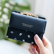 The New Short Buckle Wallet Female Korean Version of The Folding Coin Purse Small Fresh Printing Small Floral Wallet dfg
