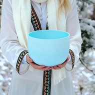 Hye-eun 10 inch Blue 440hz/432hz Crystal Singing Bowl for Yoga Meditation Sound Healing Percussion I