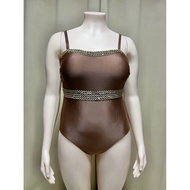 Plus Size One Piece Swimsuit Brown 2XL