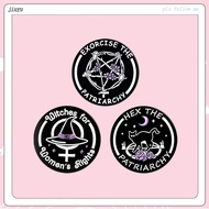 Feminist Witch Enamel Pin - Exorcise & Hex the Patriarchy, Witches for Women's Rights Badges