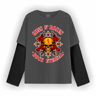 KATUN Seisin T-shirt long sleeve Double layer Guns n roses rock eternal vintage T-shirt distro quali