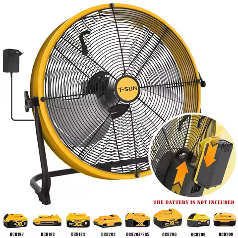 12/16 inch Floor Fan for Dewalt Battery Portable Fan Metal Industrial Stepless Speed Fan for Jobsite