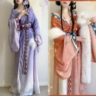Hanfu Female Warring States Robe Cross Collar Straight Saw Tail Recovery Model Big Lady Fairy Costum