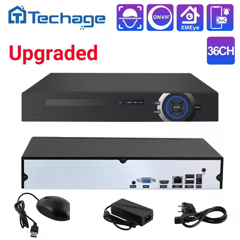 Techage 36CH H.265 PoE NVR 4K 8MP 5MP Smart AI Network Video Recorder DVR Face Detection E-mail Aler