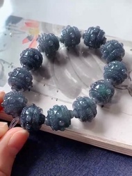 天然翡翠 緬甸 A玉 玉珠 玉鏈 手鏈 • 冰種烏雞翡翠手串