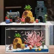 1pc Square Pants Aquarium Decoration, Bikini Bottom Theme Fish Tank Ornament, Resin Mini Figure Aqua