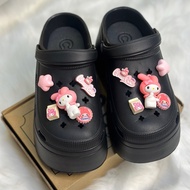 (Hoả Tốc) Dép Sục Cross Dép Sandal Nữ Đế Độn Cao 9cm Kèm Sticker Melody Kuromi Êm Chân Hot Trend Hàn