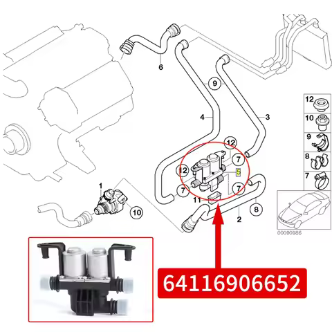 Heater Control Valve 64116906652 For BMW E60 E63 E65 E66 535i 535i xDrive 535xi 545i 550i 645Ci X5 5