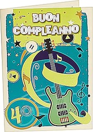 A4 40th Birthday Greeting Card for Rock Lovers - Interactive Music Sound - 22cm x 31.50cm