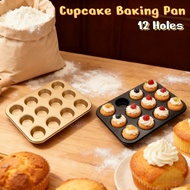 12 Holes Non stick Golden Baking Pan Cupcake Molder Loaf Bento Pan Cake Japanese Cheesecake