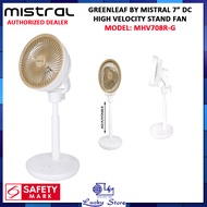 MISTRAL MHV708R-G GREENLEAF  7” DC HIGH VELOCITY STAND FAN,8 SPEEDS, ELECTRONIC TOUCH CONTROL AND REMOTE