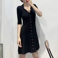D8210 Elsa Knitted Button Mini Shirt Dress