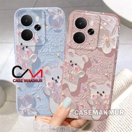 Realme 14 14T 5g 2025 C75 C75x Note 60 60x Case Protec Camera Cute Bear Motif Modern Bumper Casing
