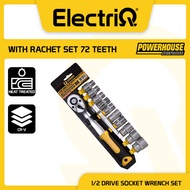 Electriq | Powerhouse 12pcs 1/2 Drive Socket Wrench Set w/ Rachet Wrench Set 72 Teeth PH-SS12-12SET