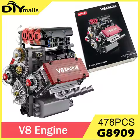 G8909 478pcs V8 Engine Technical Building Blocks set With L Motor Car Model Assembly Bricks Educatio
