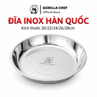 Gorilla Chef premium stainless steel plates in many sizes 20-28cm, shiny, easy to clean.