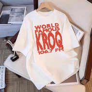 World Famous KROQ 106.7 FM Graphic Print Women's Casual Short Sleeve T-Shirt White Cotton Tee Top